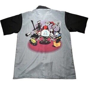 Men Disney Haunted Mansion Parks Nightmare Before Christmas Bowling Shirt Large